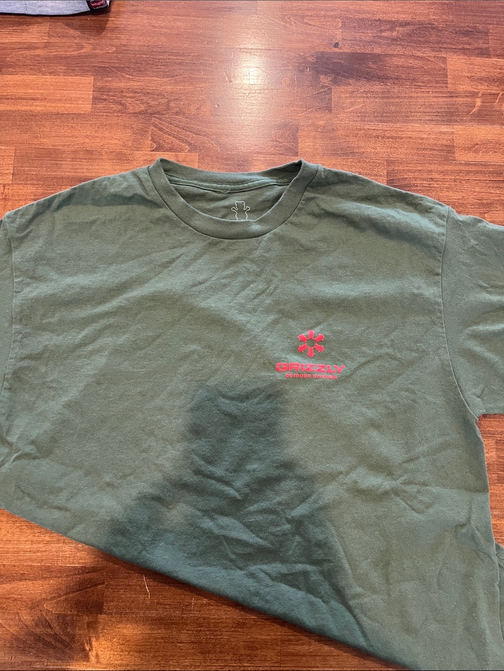 Grizzly Forest Green Short-Sleeve Crewneck Tee with Red Logo